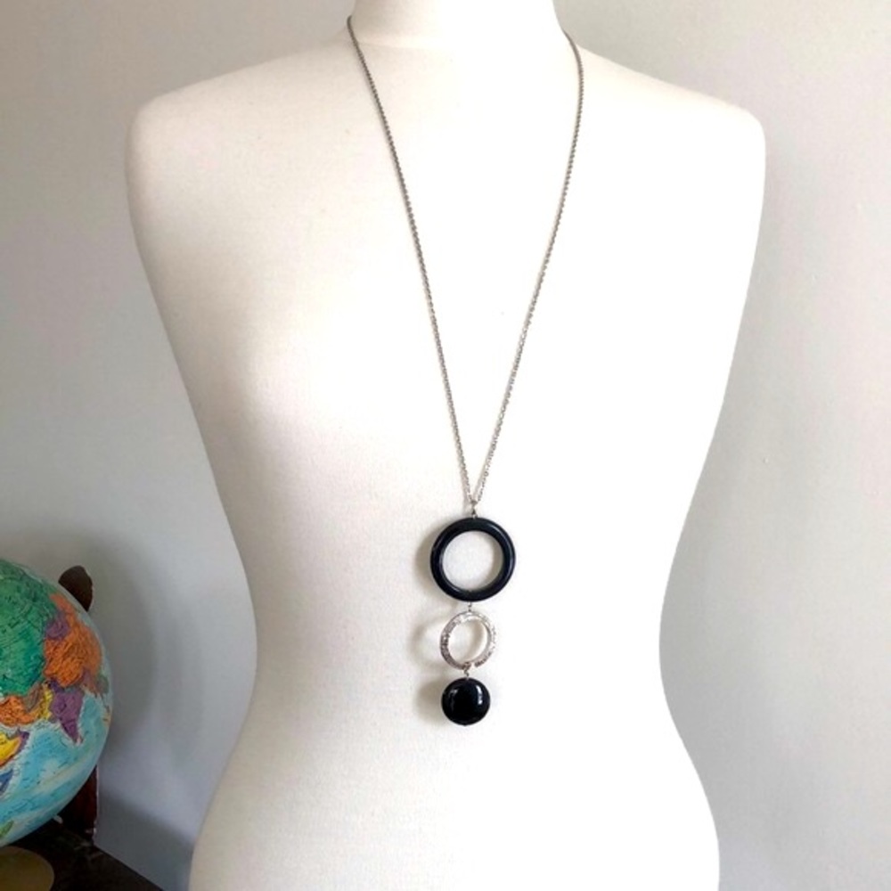 Black & Silver Metal Pendant Necklace